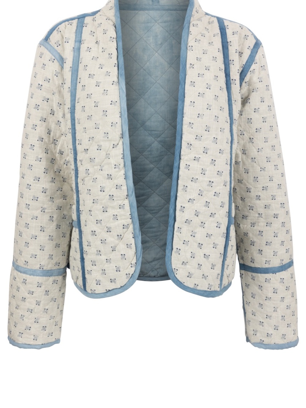 dylan Light Blue Quilted Open-Front Reversible Jacket - Picture 13 of 15